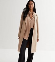 New Look Stone Suedette Long Duster Coat